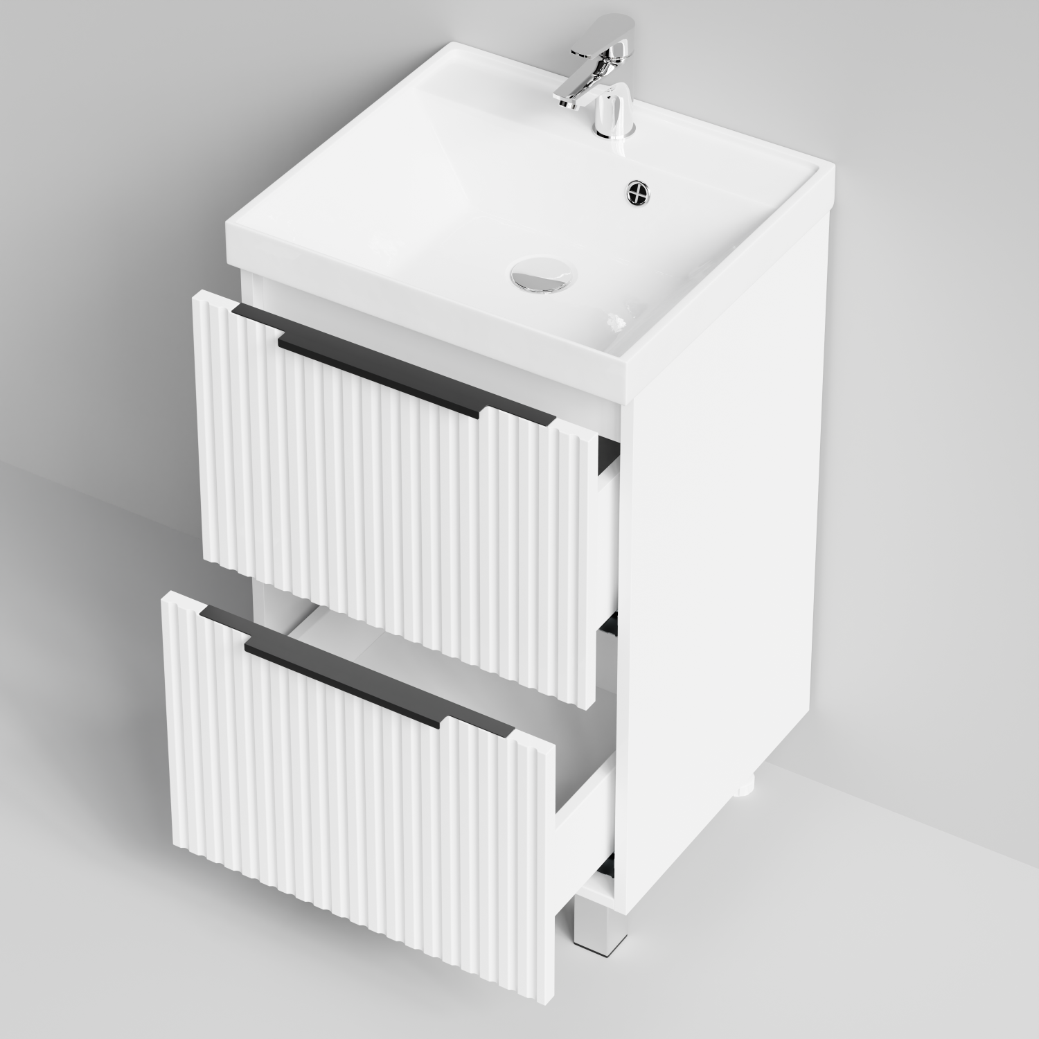 Тумба с раковиной Vod-ok Дольче 50 2 ящика, напольная, белая + 13 цветов