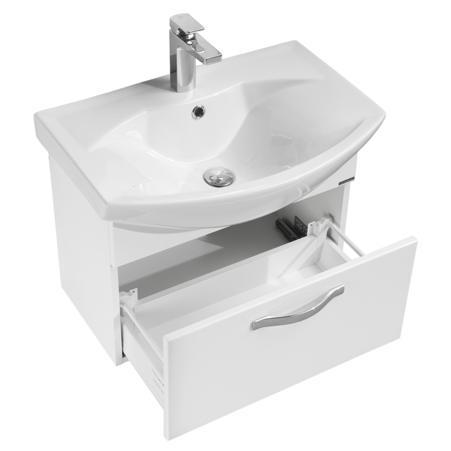 Тумба подвесная Aquaton Ария 65 с раковиной Смайл 65, 1 ящик, белый