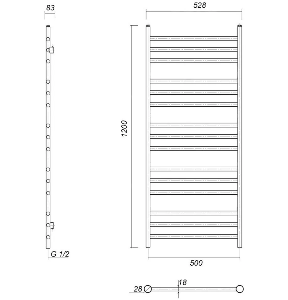 Полотенцесушитель водяной Domoterm Медея П15 500х1200 античная бронза