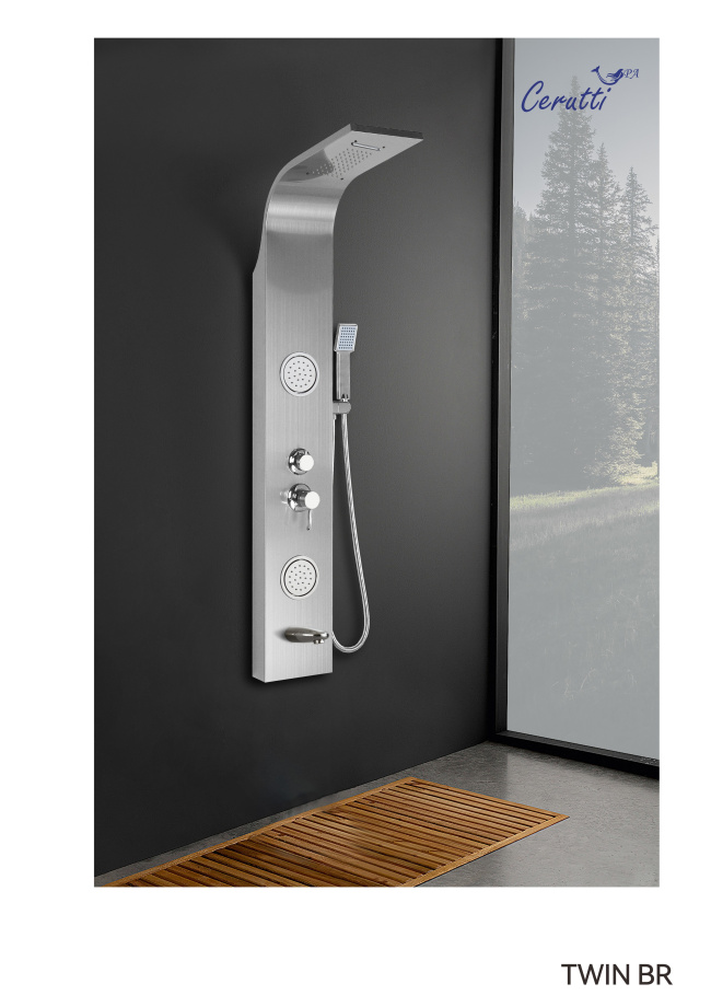 Душевая панель Cerutti Spa TWIN BR CT9988 матовая нержавеющая сталь