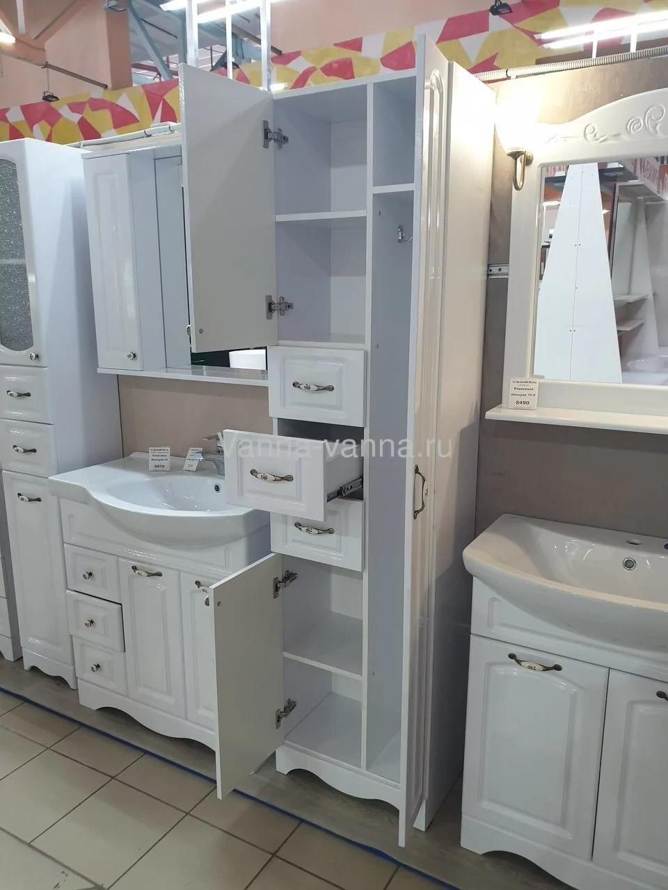 Пенал Francesca Империя 50 напольный, белый