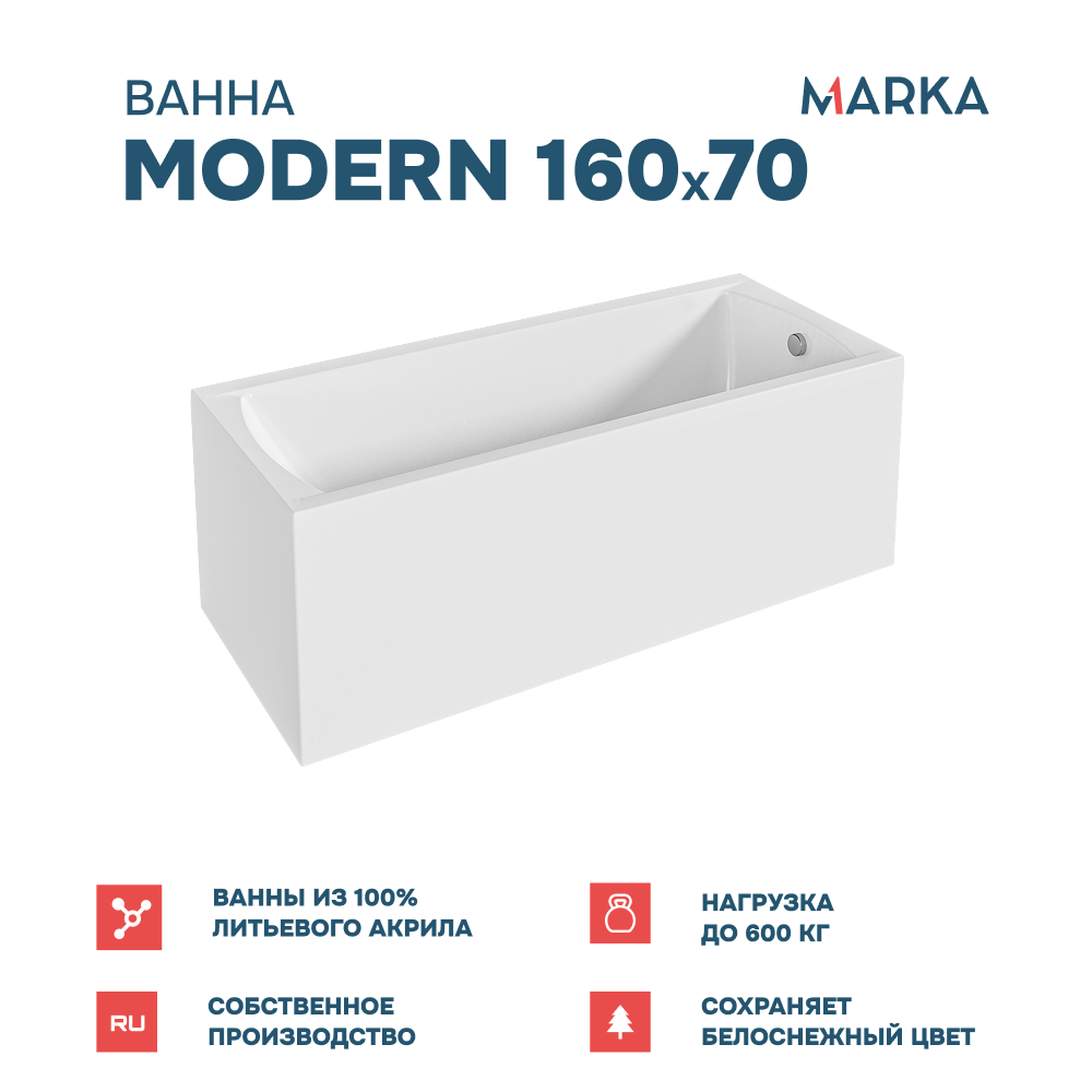 Ванна 1Marka MODERN 160*70 Комплект Стандарт 1+