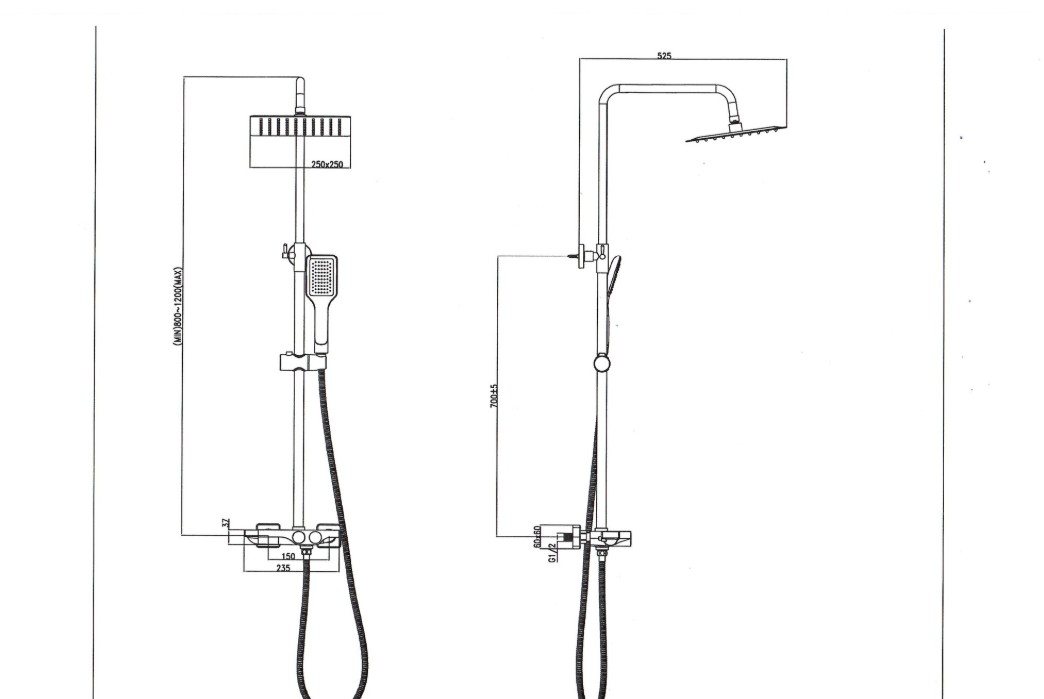 Душевая стойка SantiLine SL-9008MB черный матовый