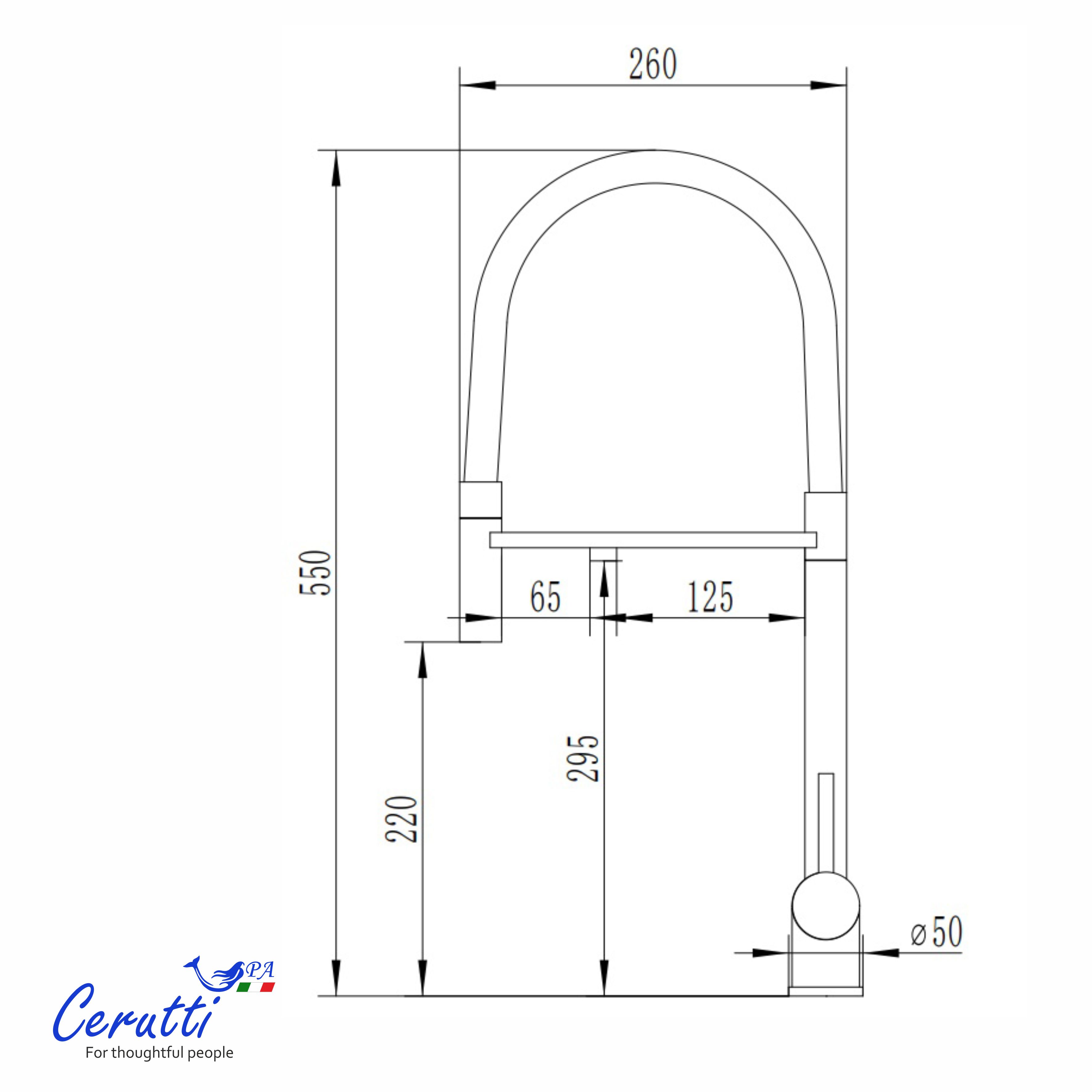 Cмеситель для кухни Ceruttispa Торре GR (TORRE GR) из нержавеющей стали, цвет серый матовый