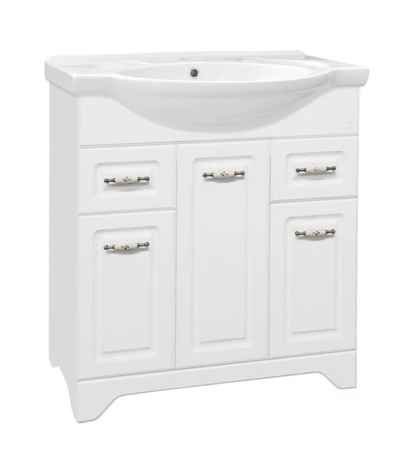 Тумба с раковиной Style Line Олеандр-2 75 напольная, белая