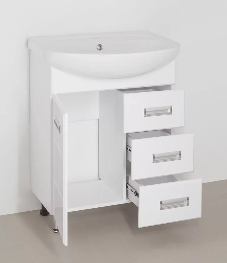 Тумба с раковиной Style Line Ирис 65 напольная, белая