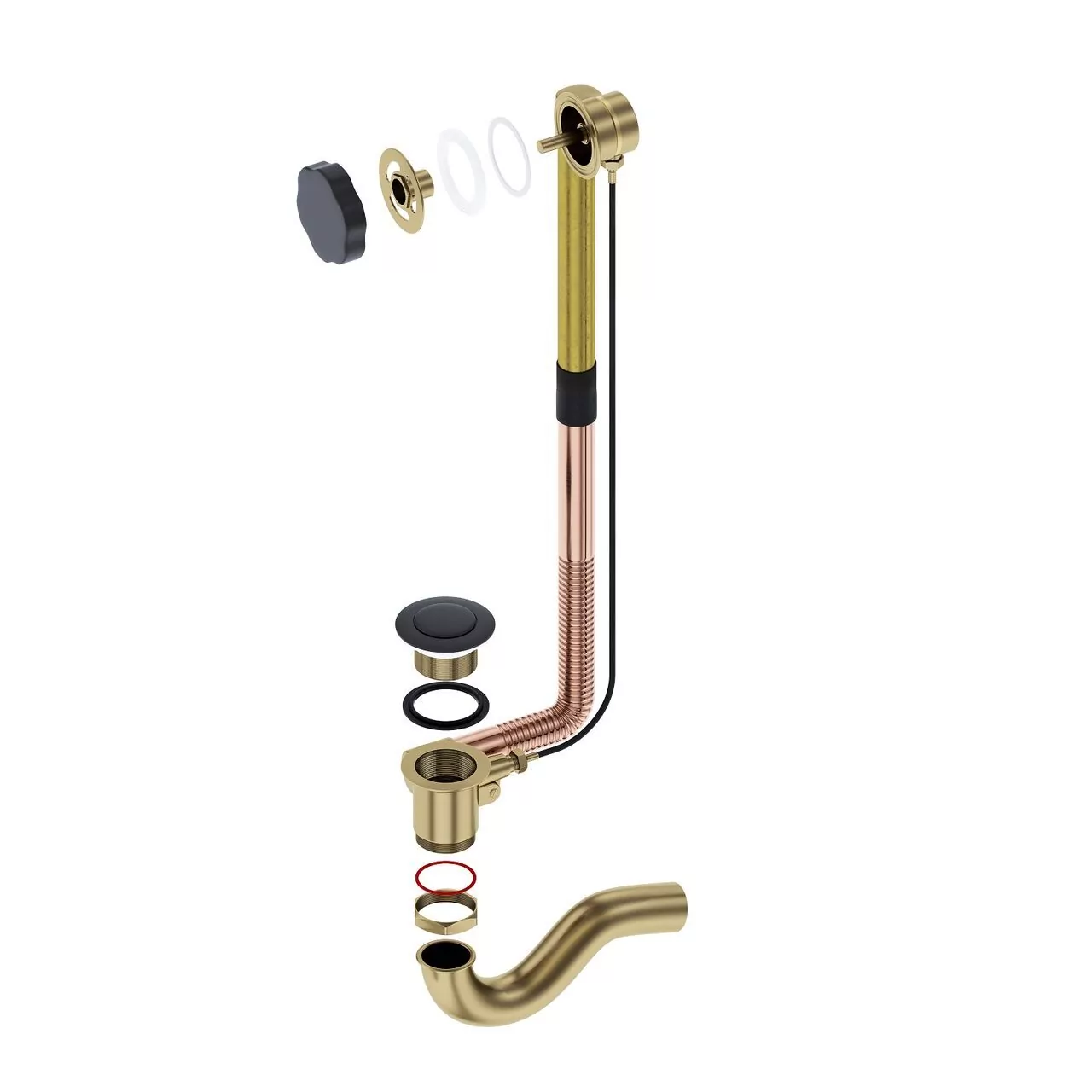 Слив перелив для ванны Timo 8003/03 полуавтомат, 65 см, черный