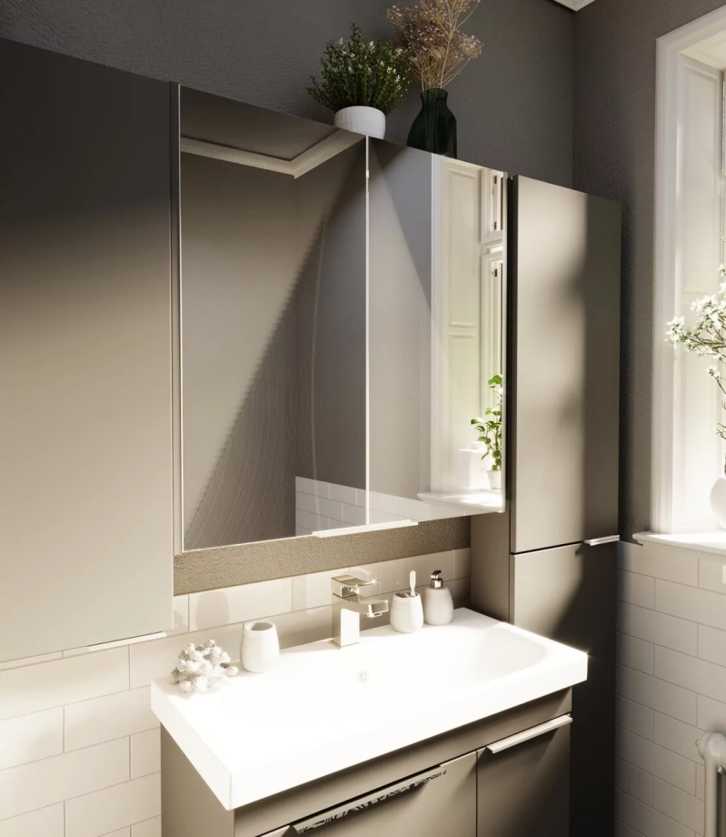 Зеркало-шкаф 1Marka Gaula 60 Black, 2 двери, черный