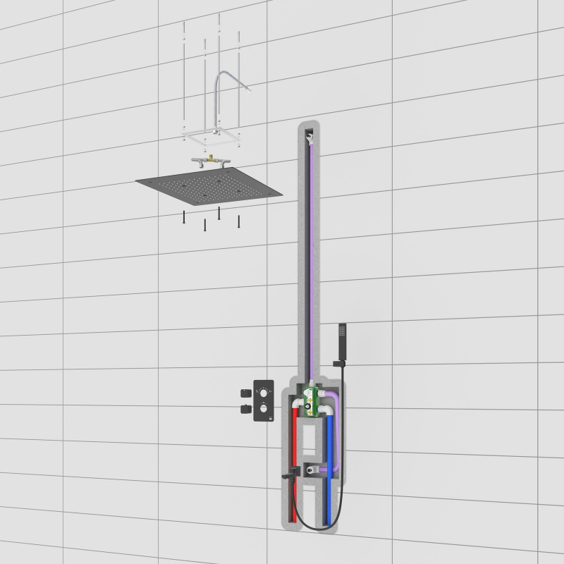 Душевая система встроенная с термостатом Timo Petruma SX-5019/13SM никель