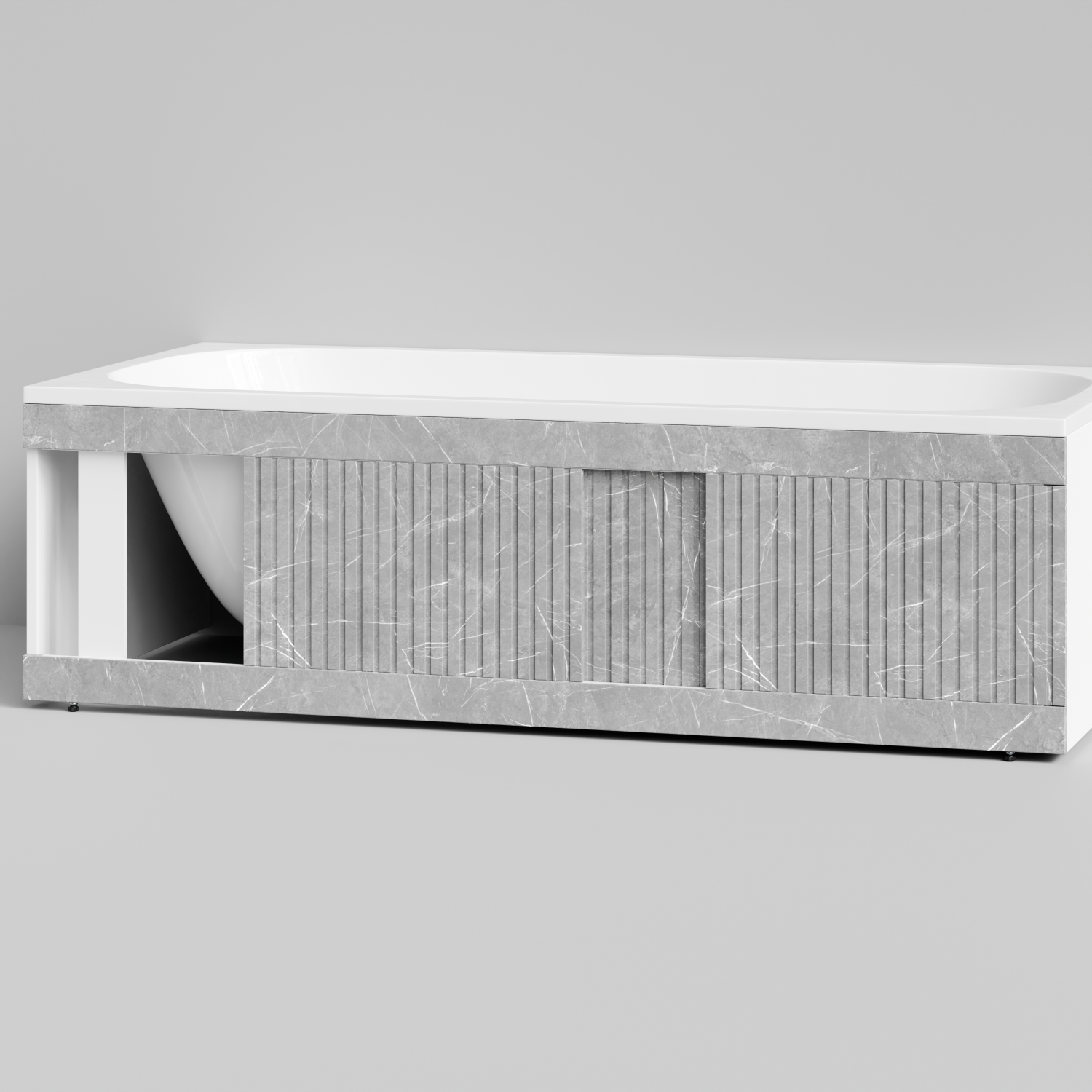 Экран под ванну Vod-ok Тач 180 раздвижной Мрамор Белый софт тач