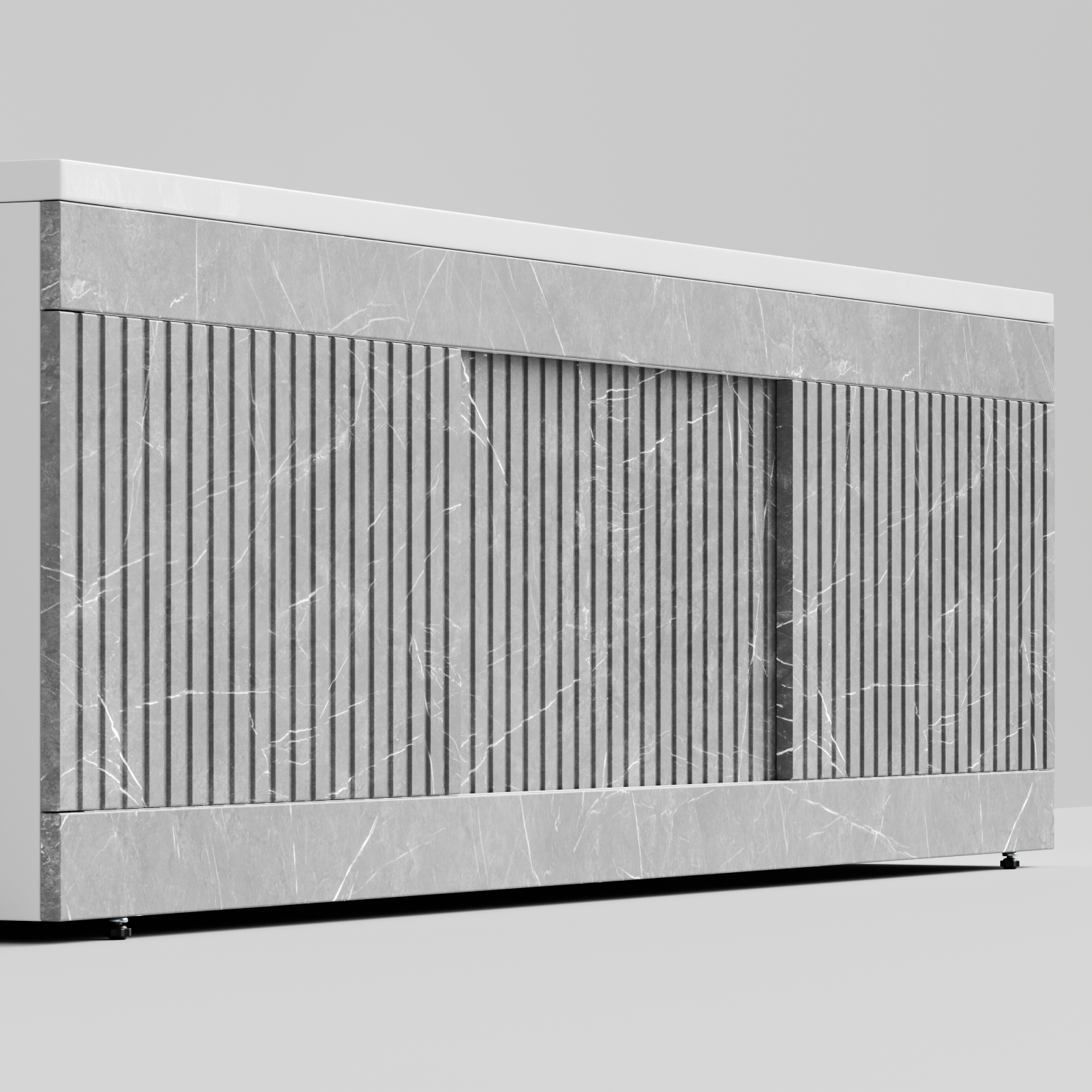 Экран под ванну Vod-ok Тач 180 раздвижной Мрамор Белый софт тач