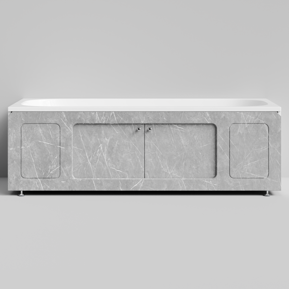 Экран под ванну Vod-ok Лидер 180 раздвижной Мрамор Белый софт тач