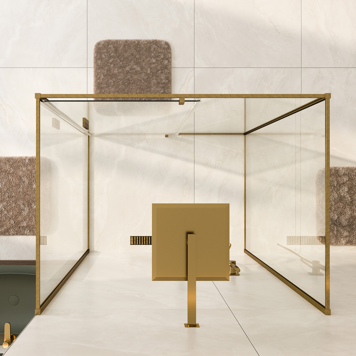 Душевой уголок WasserKraft Aisch 55P21 120х90 прямоугольный, без поддона, прозрачное стекло, золото матовое