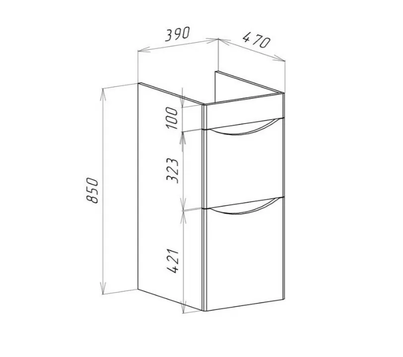 Тумба c раковиной Bellezza Олиссия 100 L напольная с 2 ящика белая