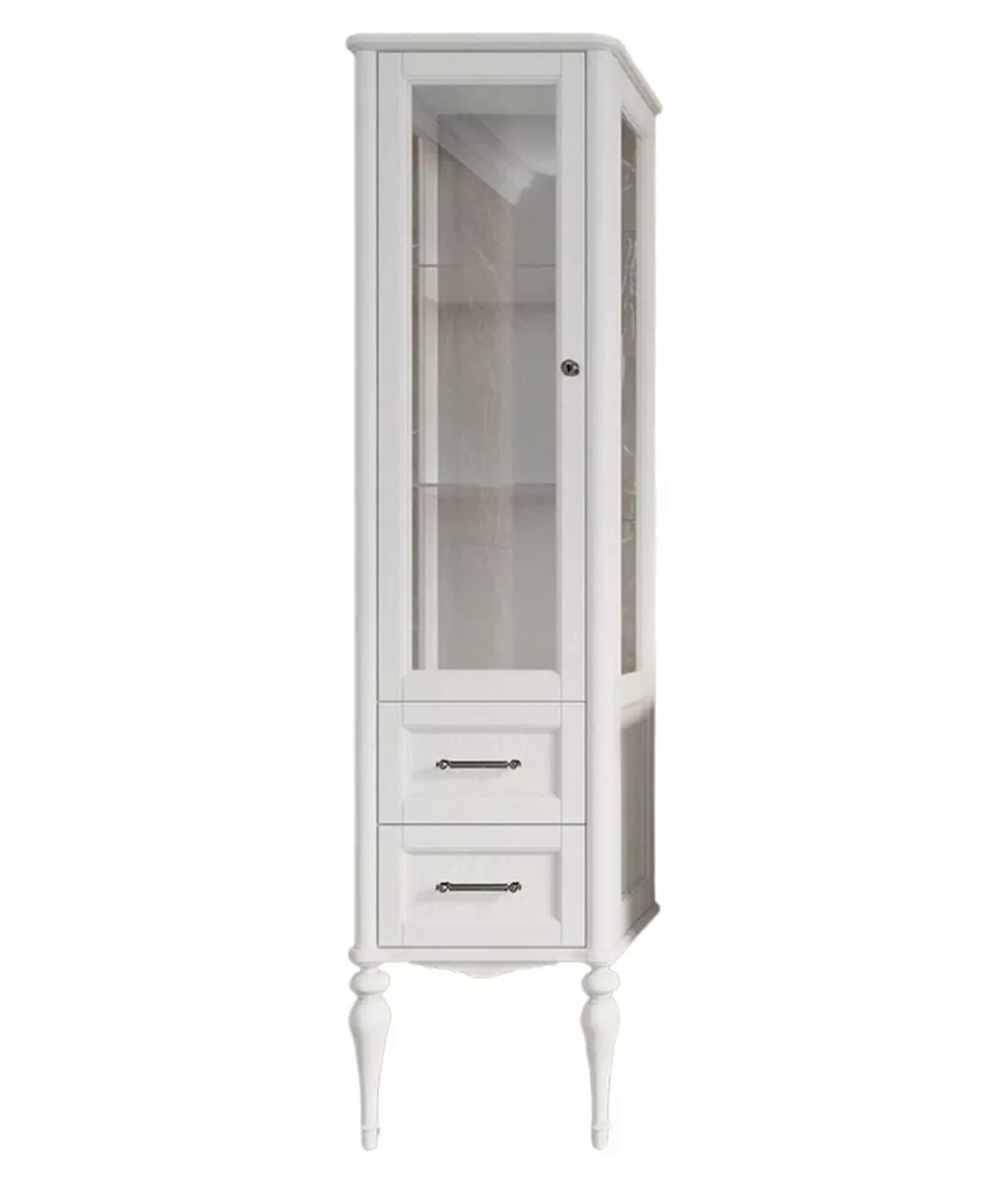 Пенал напольный ValenHouse Эстетика 50 L витрина, белый, хром