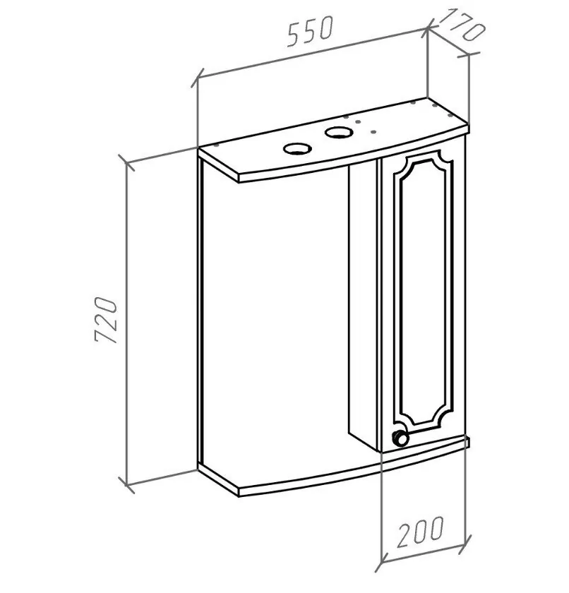 Зеркало с шкафчиком Bellezza Кантри 55 R свет, белый