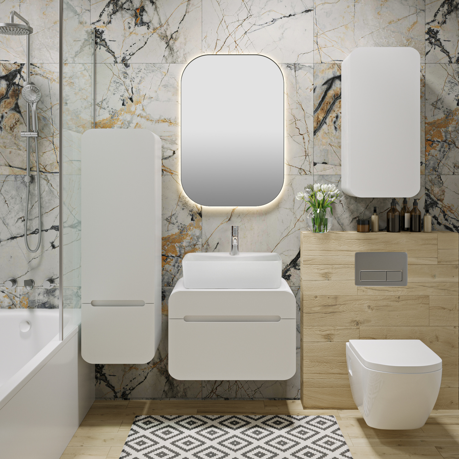 Шкаф навесной Runo Ницца 35 R, белый