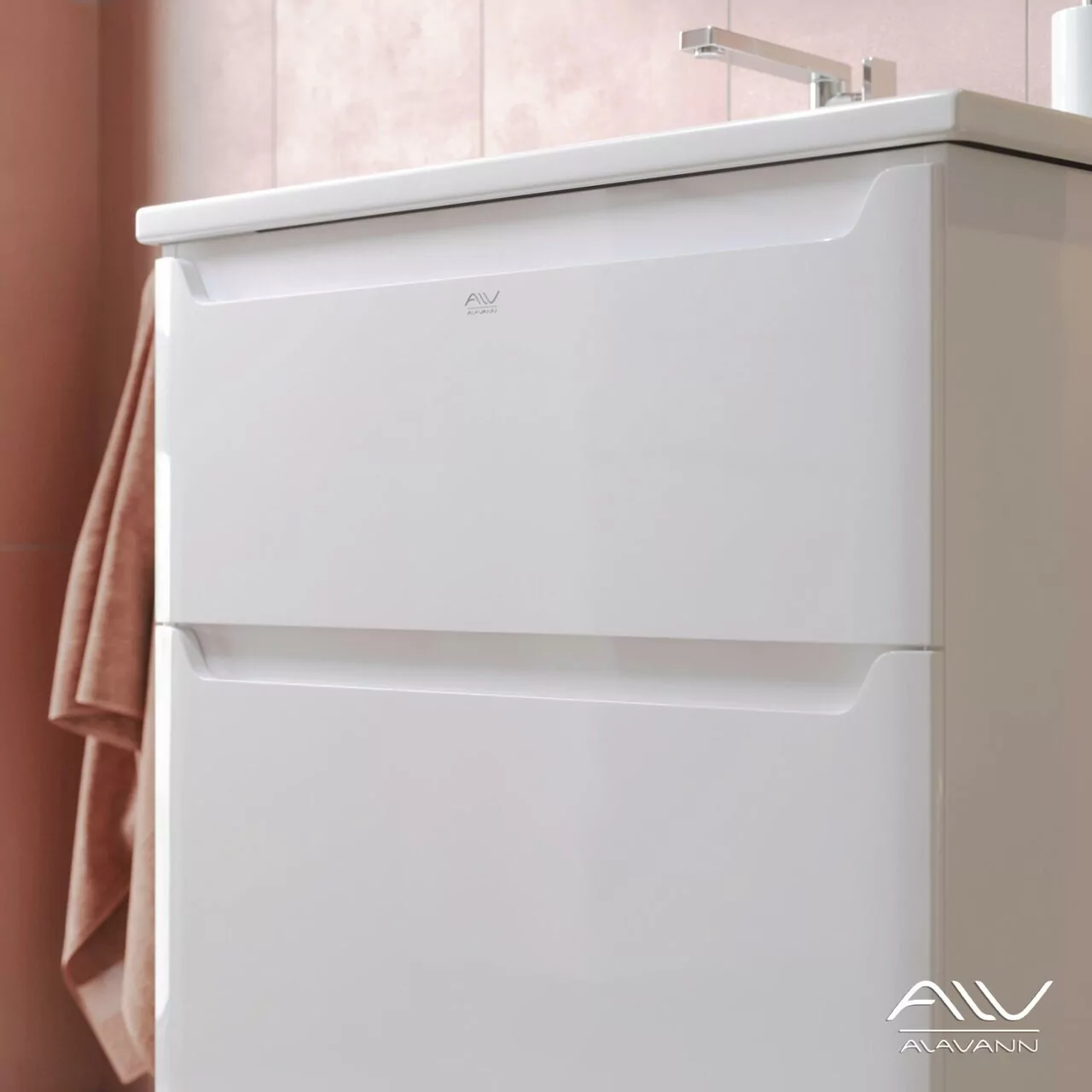 Тумба напольная Alavann Lana 80 с раковиной Q 80, белая