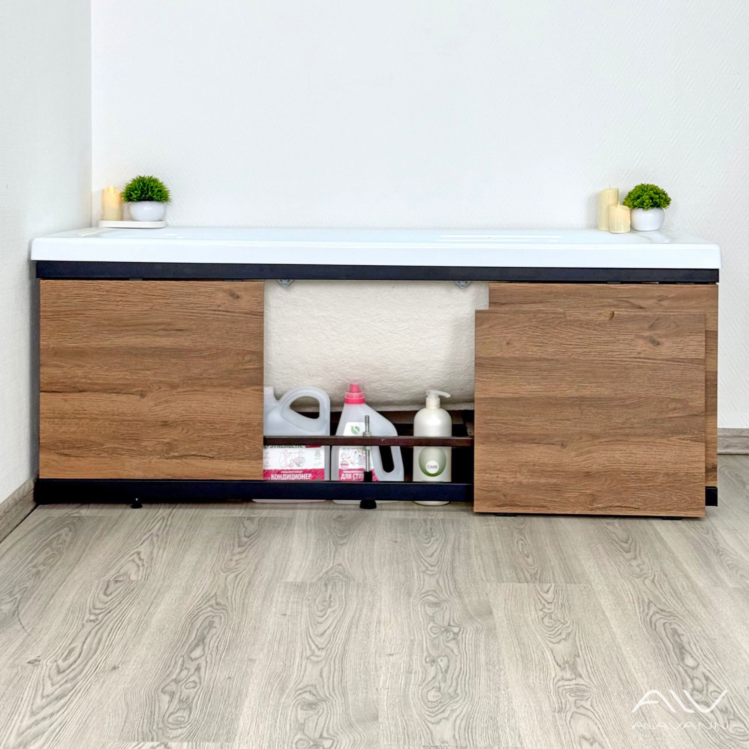 Экран под ванну Alavann Rita Black AL 170 раздвижной со съемной дверкой дуб