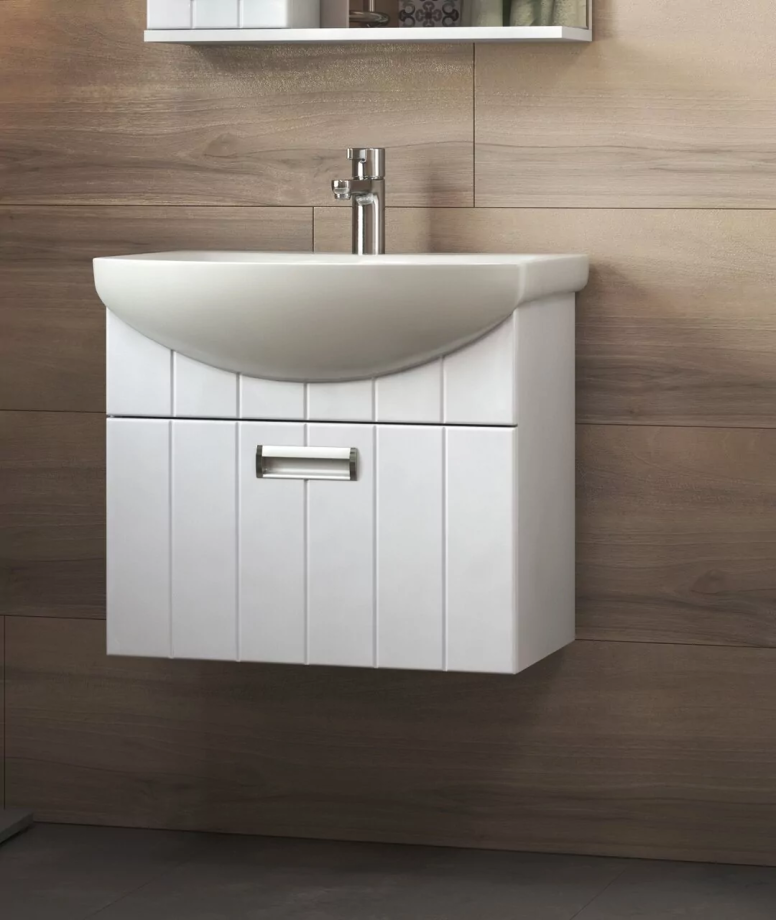 Тумба подвесная Vigo Diana 60 с раковиной Балтика 60, 1 ящик, белый