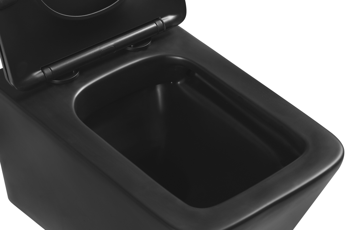 Унитаз подвесной SantiLine SL-5004MB+SL-04 с инсталляцией и кнопкой, черный