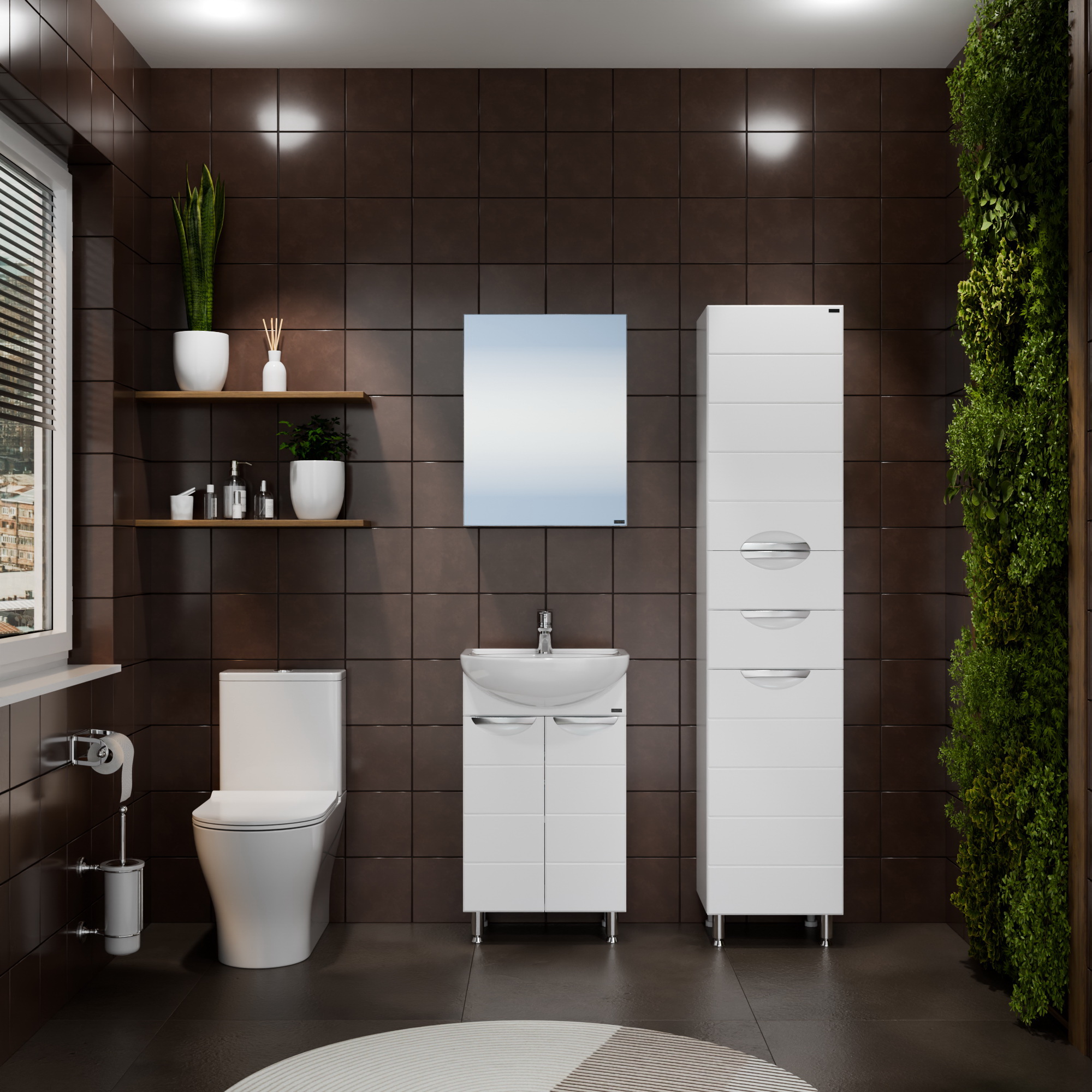 Пенал Санта Родос 40 L/R напольный, с корзиной, белый