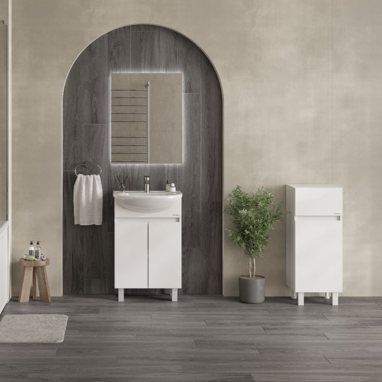 Тумба-комод Onika Милтон 40 напольный, белый, с бельевой корзиной