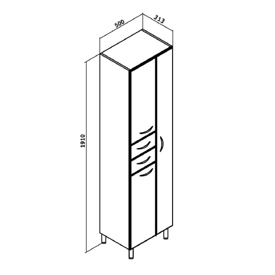 Пенал Runo 50 напольный, матовый белый, правый