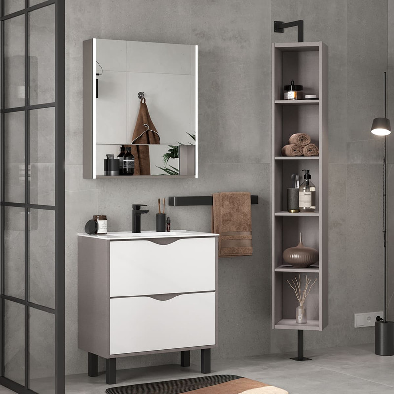 Зеркальный шкаф EQUIL Smile LED 70 лен антрацит