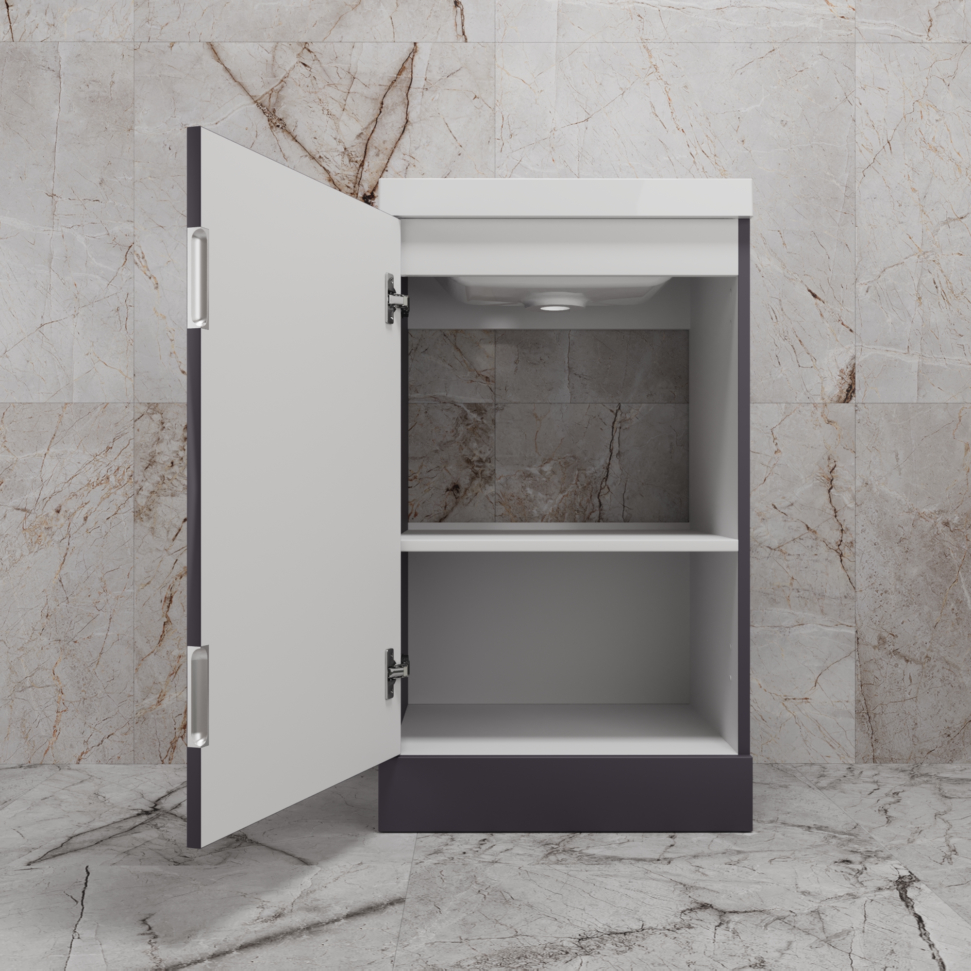 Тумба напольная Style Line "МОНО 50" с раковиной ASTI 50 белый, (1 дверь), графит нубук