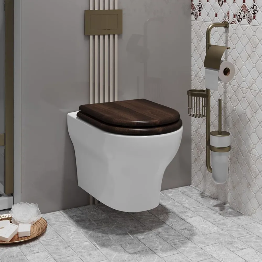 Унитаз подвесной Opadiris Лоренцо OS41712A белый, антикварный орех