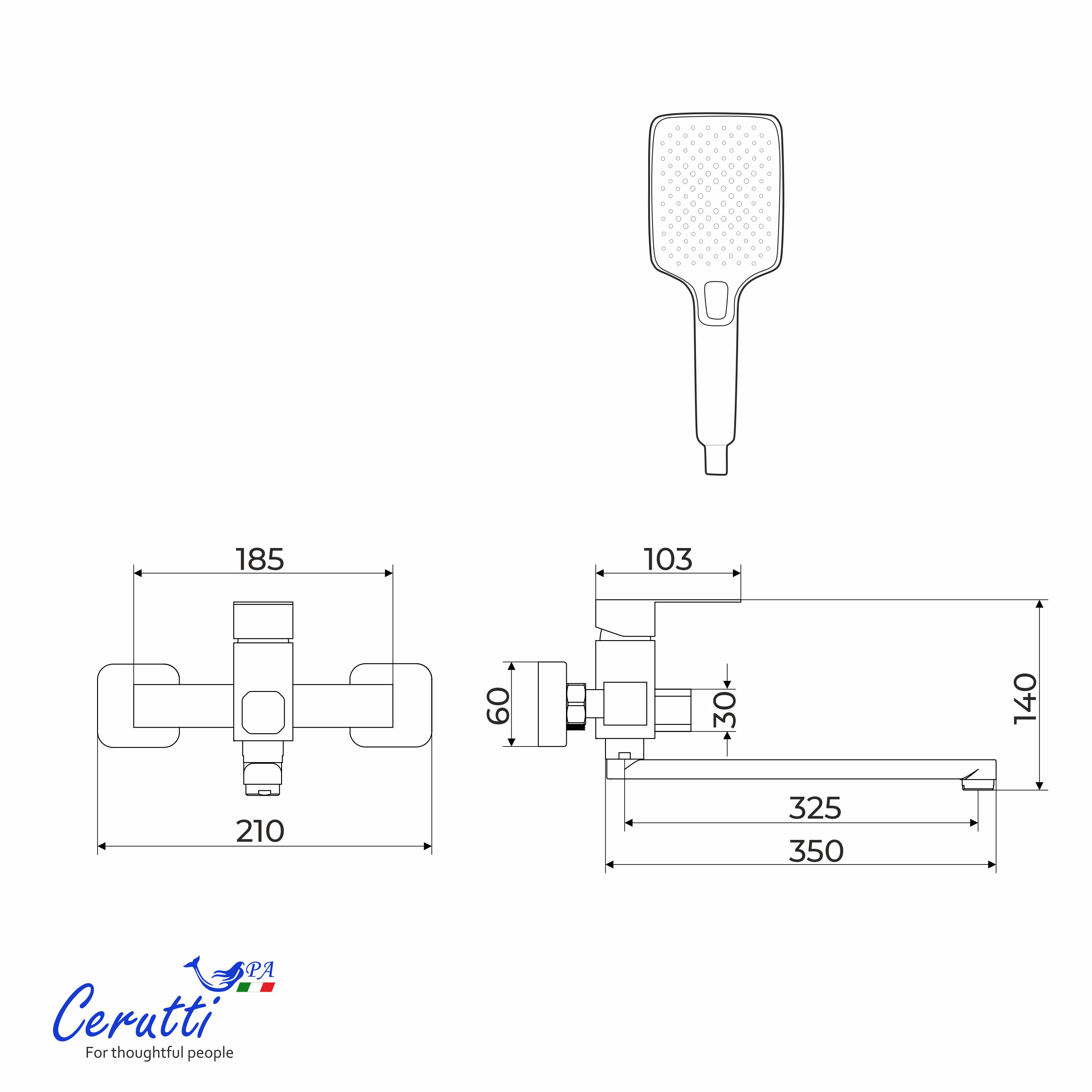 Смеситель для ванны Ceruttispa Клелия VXLGR (CLELIA VXLGR) из нержавеющей стали, цвет серый матовый