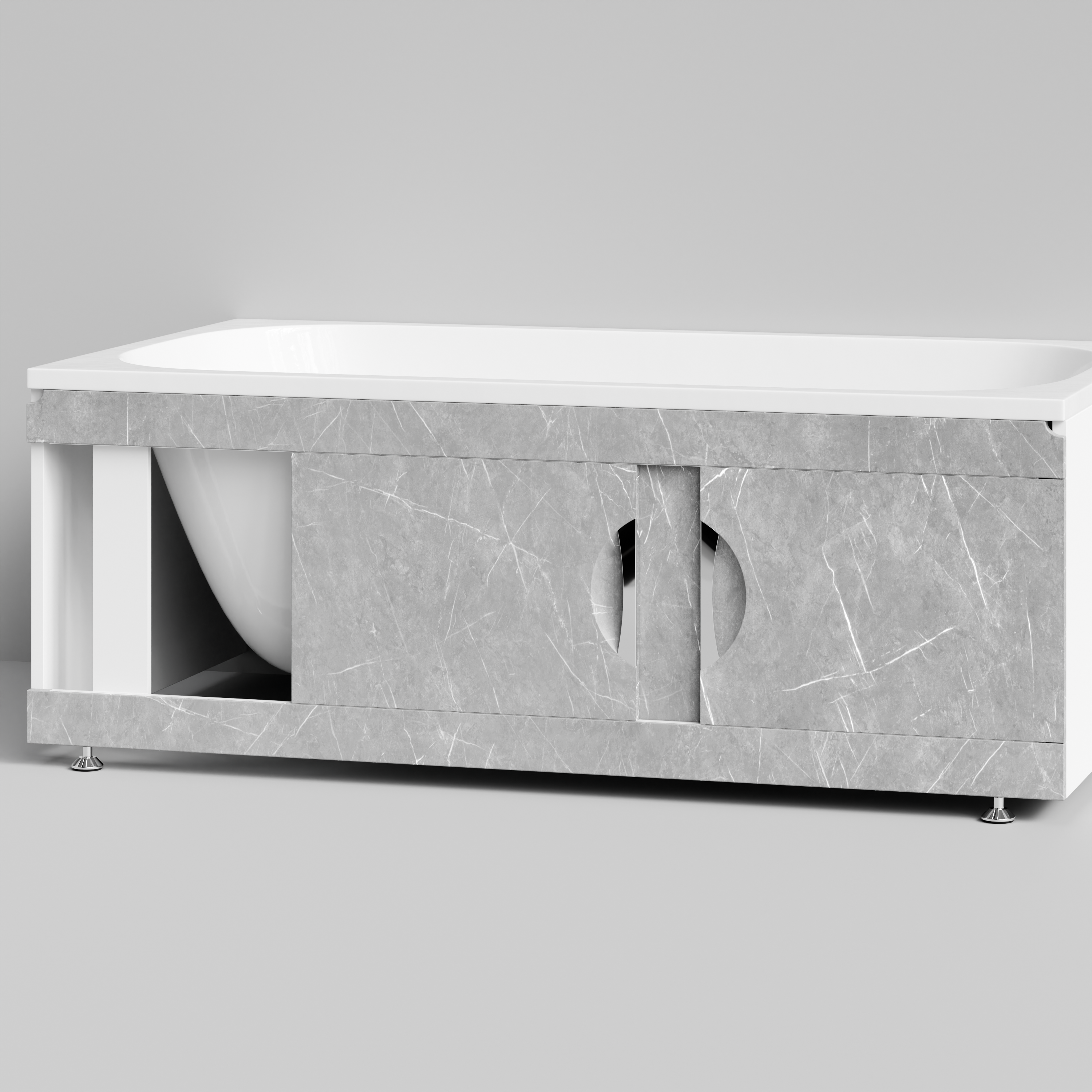 Экран под ванну Vod-ok Топ 150 раздвижной Мрамор Белый софт тач