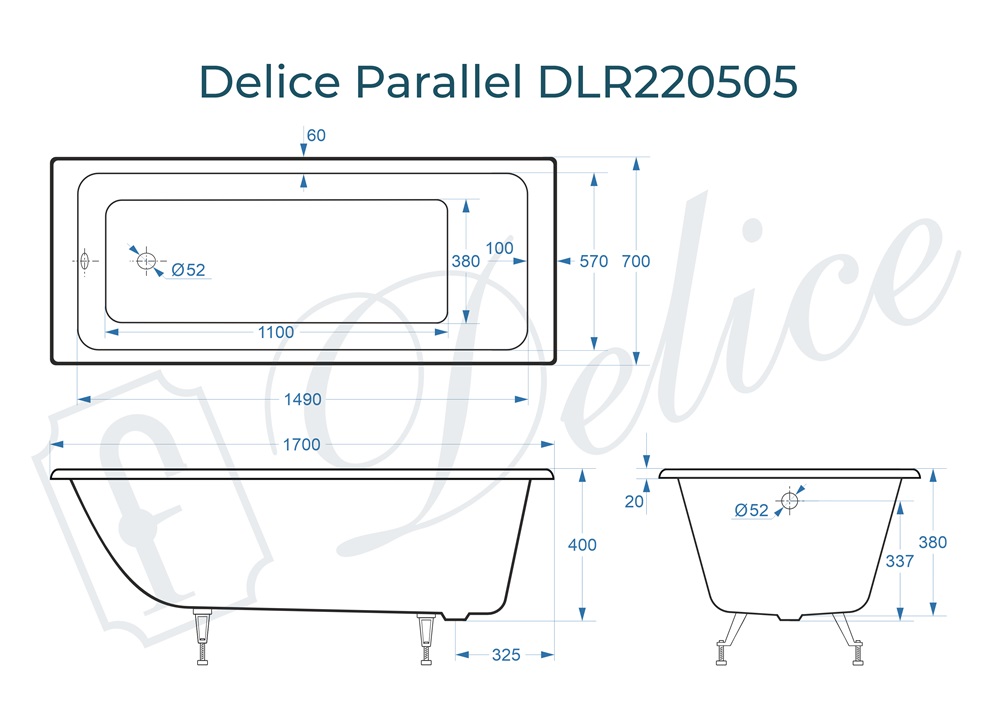 Ванна чугунная Delice Parallel 170х70 DLR220505