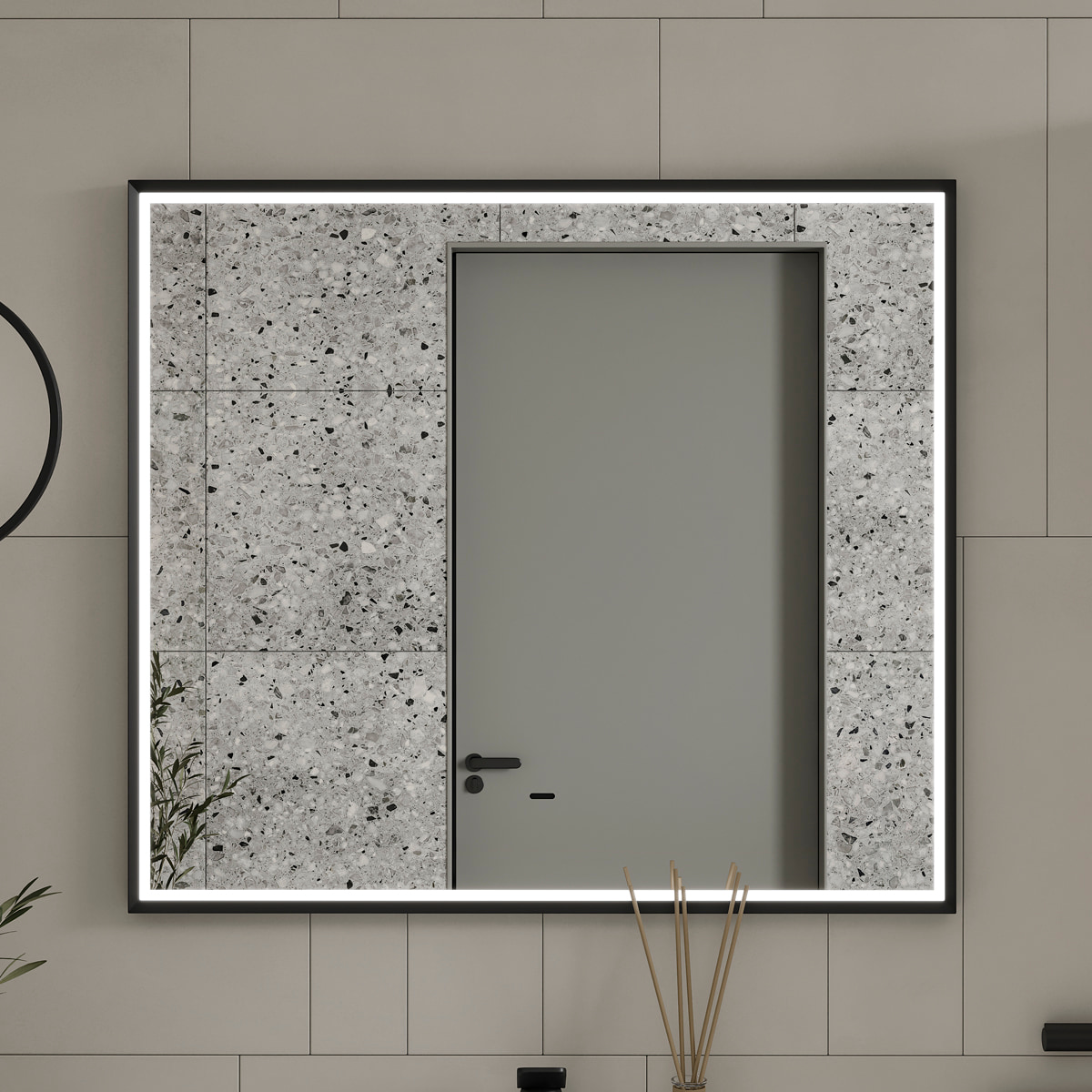 Зеркало EQUIL Lago LED 80 с подсветкой, черный