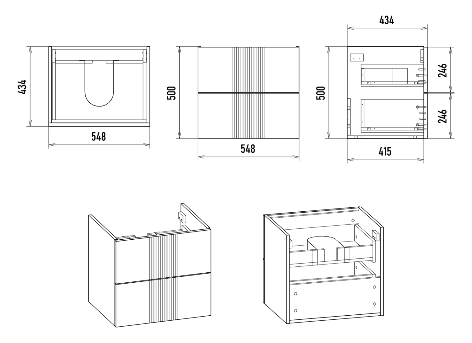 Тумба с раковиной Brevita Vega 60 подвесная, зеленый/патина золото