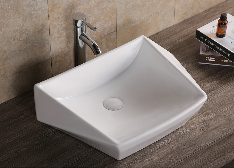 Раковина Cerutti Spa CR7065 накладная, белая, асимметричная 600х410х155