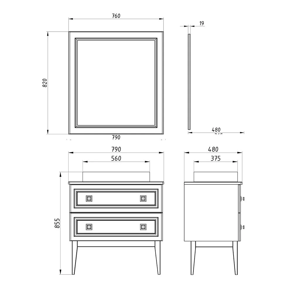Тумба с раковиной ASB Woodline Каталина 80 напольная, Grey от магазина Vanna-Vanna.ru!