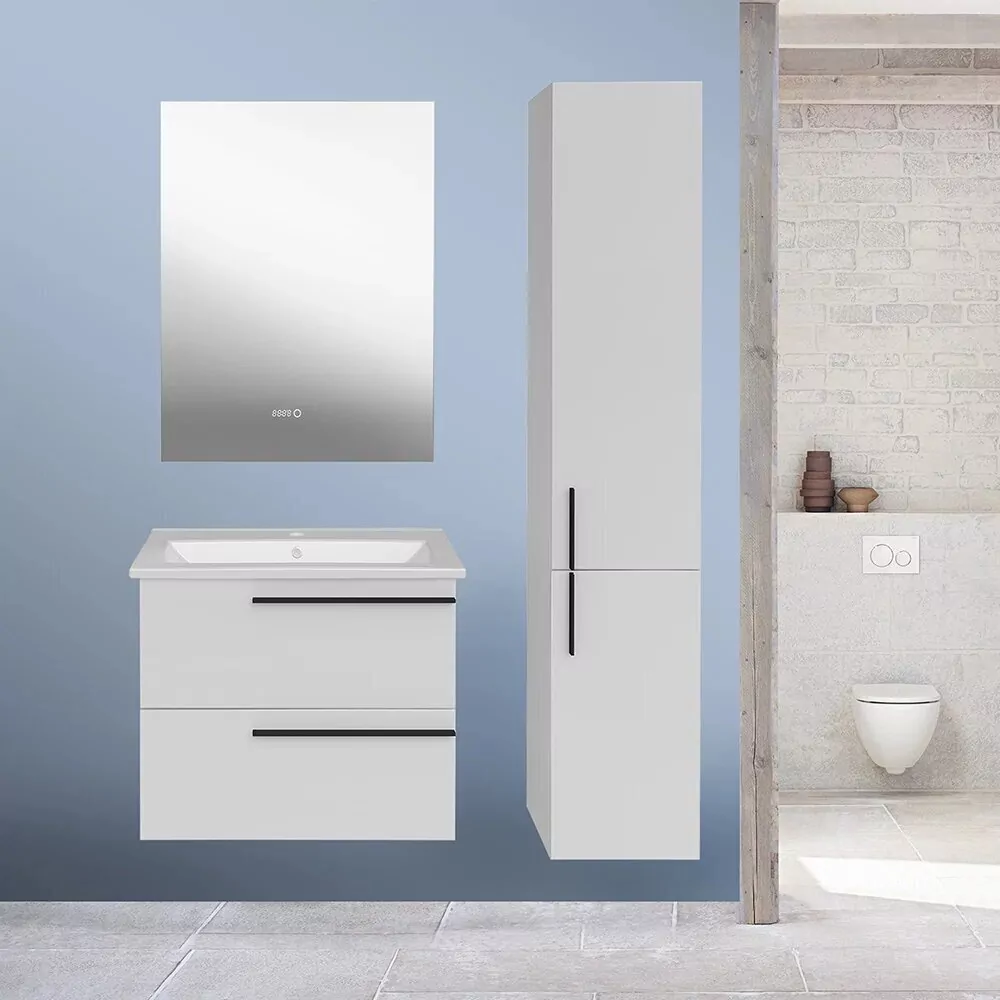 Тумба подвесная Асб-мебель Тида 60 с раковиной Миранда 60, белый