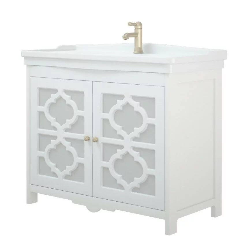 Тумба Corozo Манойр с раковиной Modern 85 напольная, белая