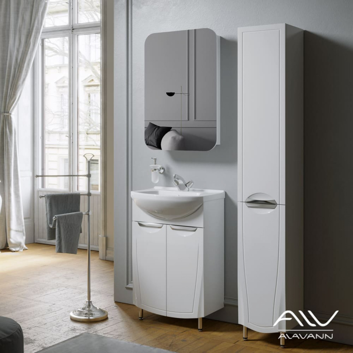 Зеркало-шкаф Alavann Monaco 55 универсальное, белый