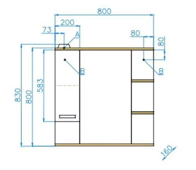 Зеркало-шкаф Styleine Ориноко 80/С L свет, белый/ориноко
