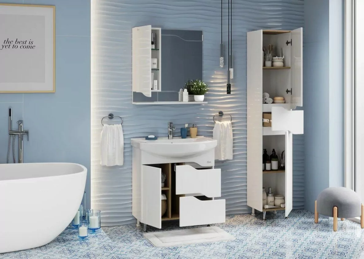 Зеркало со шкафчиком Onika Веронэлла 75.00 L белый