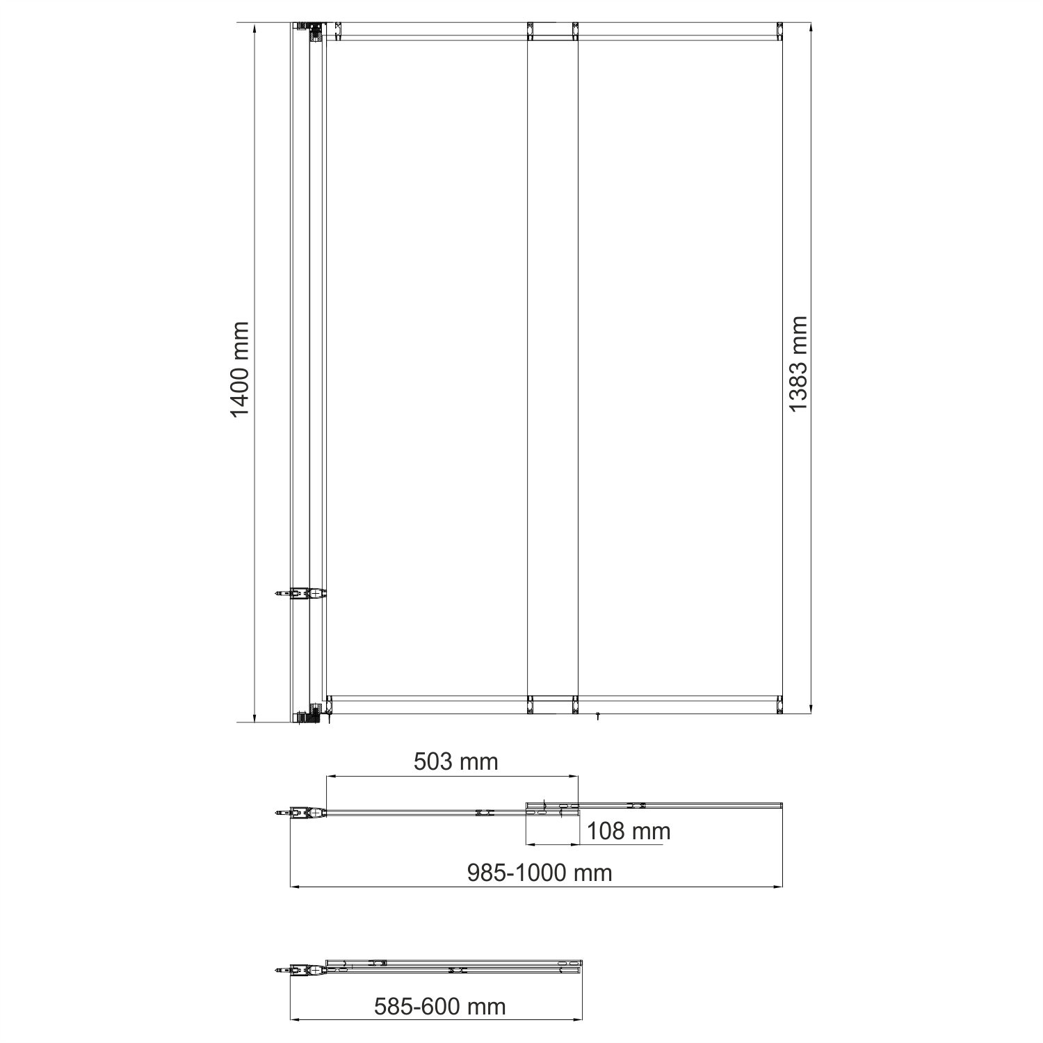 Шторка на ванну WasserKraft 82S02-100 1000х1400 профиль золото