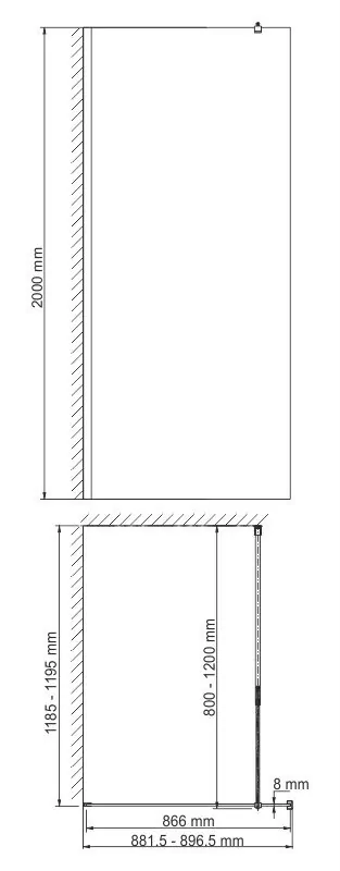 Душевая перегородка WasserKraft Rossel 28W39 прозрачное стекло, профиль хром