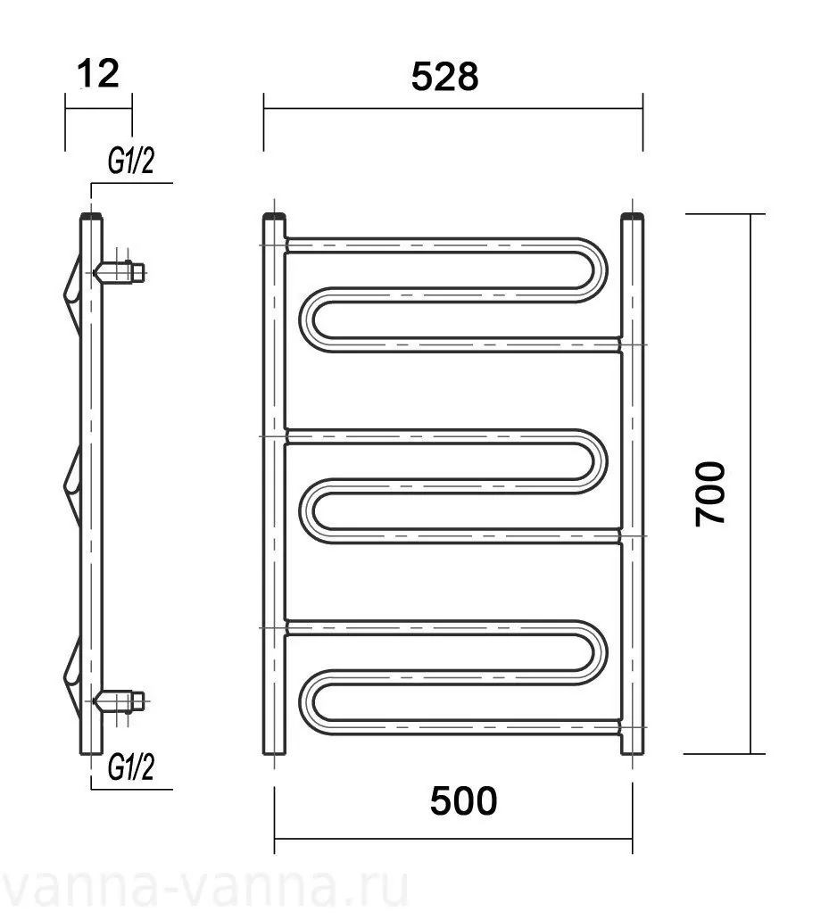 Полотенцесушитель водяной Domoterm Офелия П9 500x700 АБР античная бронза