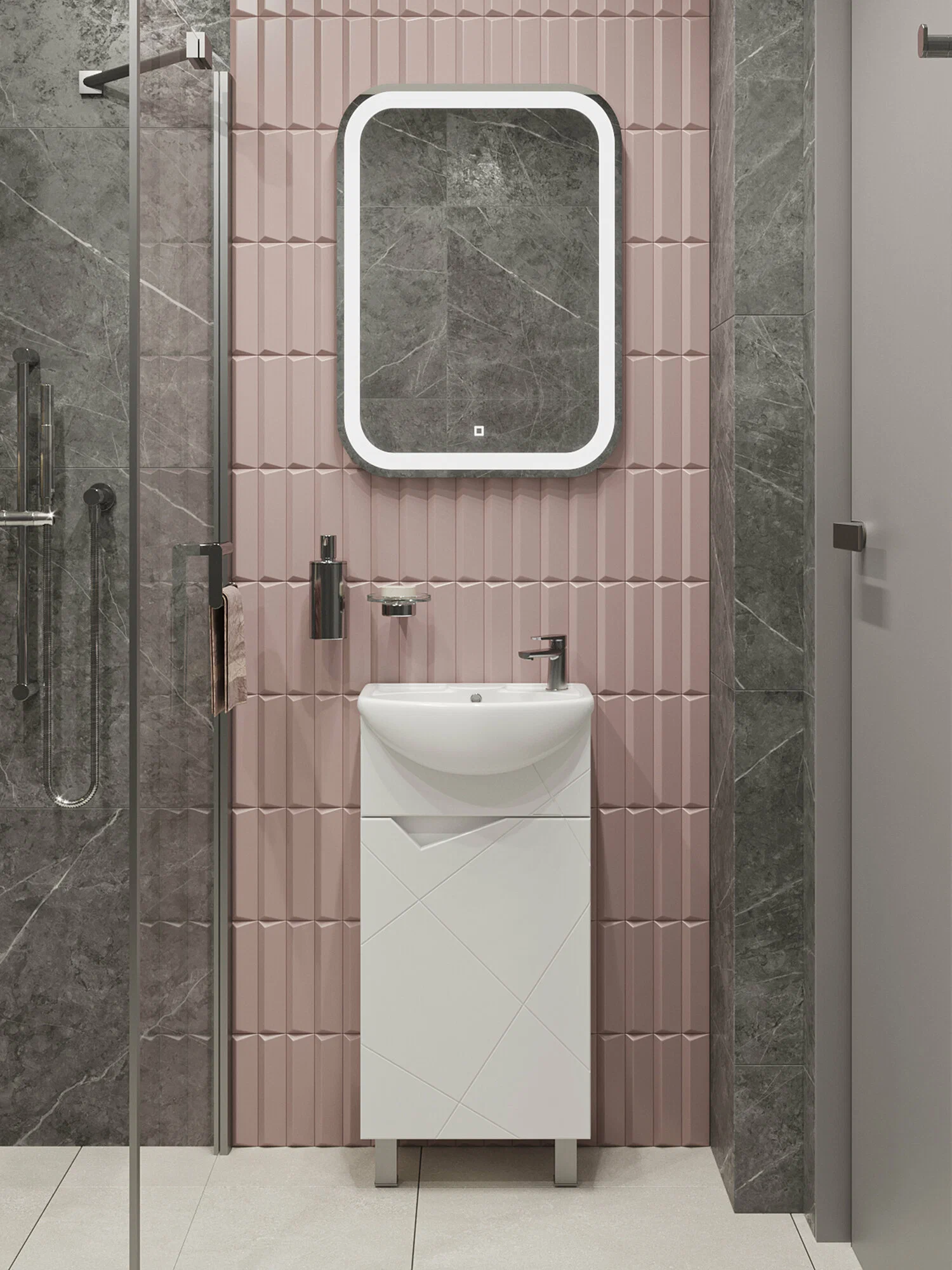 Тумба напольная SanStar Каскад 40 с раковиной Азов 40 белая