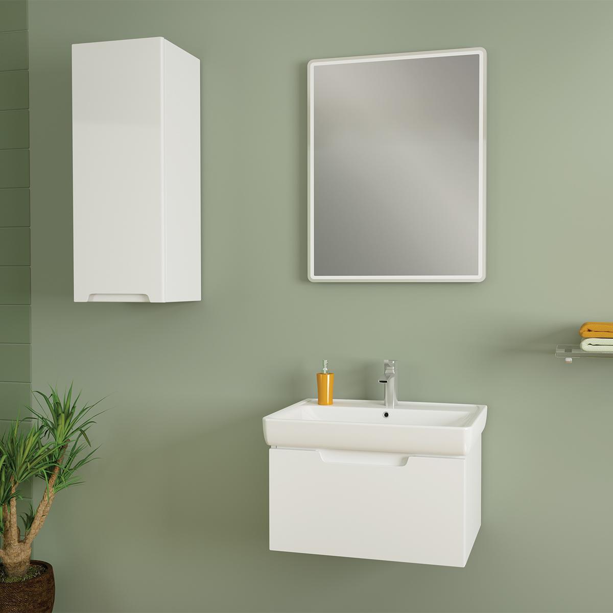 Зеркало Dreja Tiny 60 см с подсветкой, белый