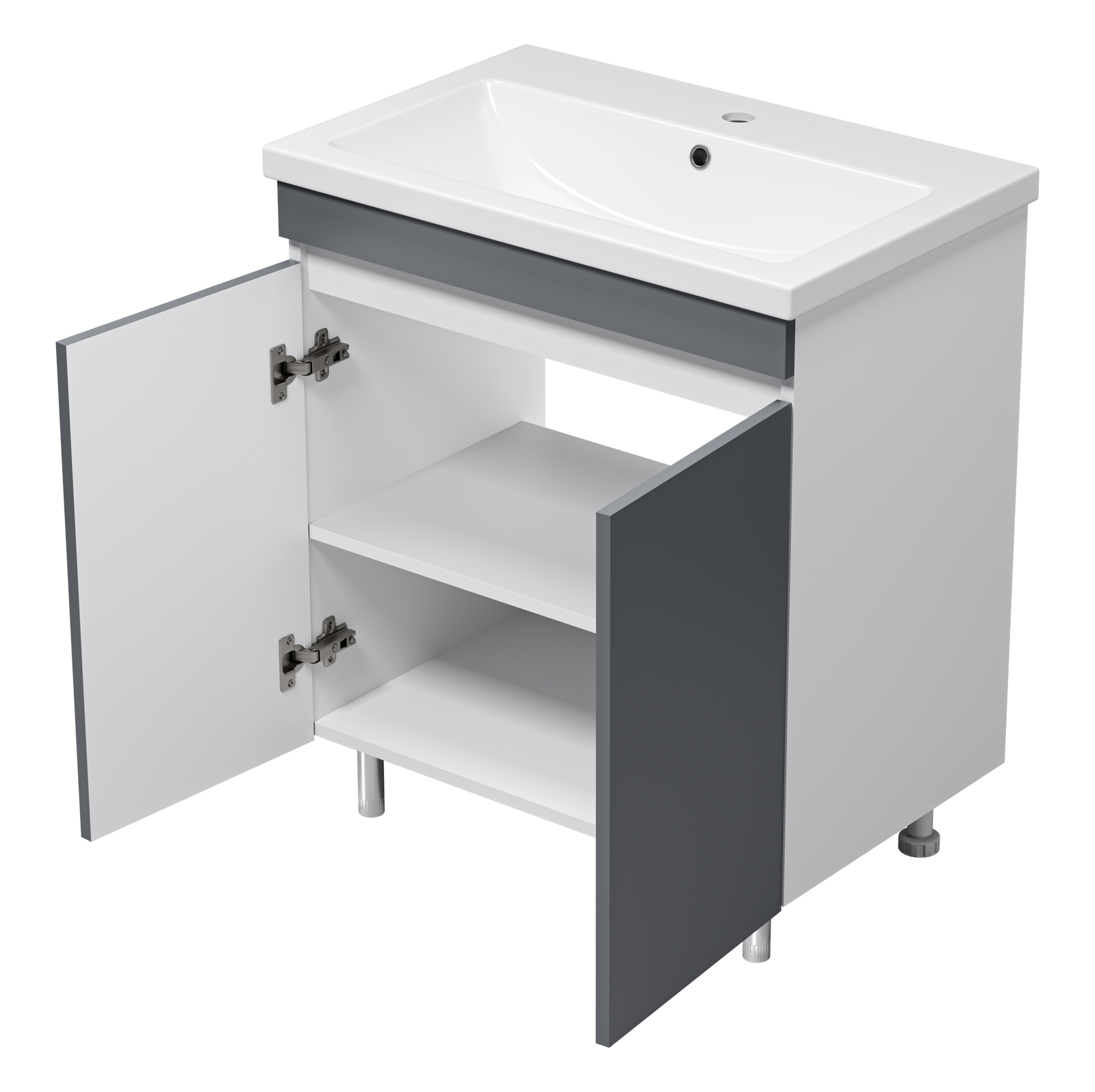 Тумба Misty Майна 70 с раковиной Como 70, напольный, графит/белый