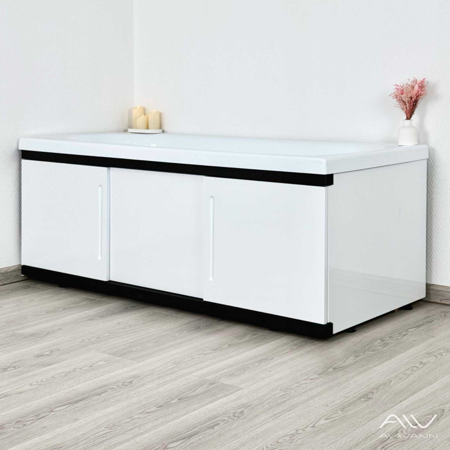 Экран под ванну Alavann Alt Black 170 раздвижной белый